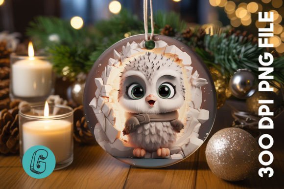 3D Cute Owl Break Through Ornament (13): A Creative Asset