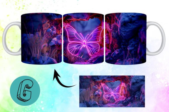 3D Fantasy Butterfly Mug Wrap: A Digital Asset for Creative Projects
