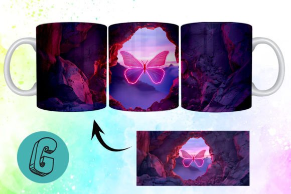 3D Fantasy Butterfly Mug Wrap: A Versatile Design Asset