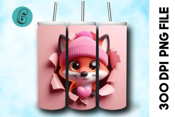 3D Fox Valentine Tumbler Wrap (25): A High-Quality Design Asset