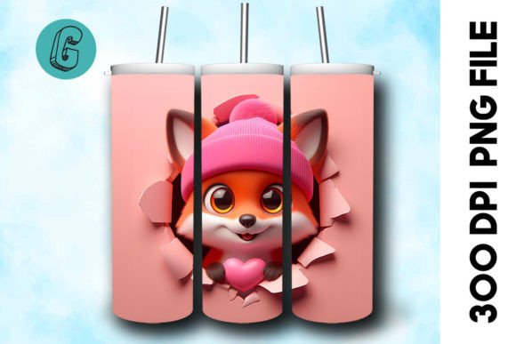 3D Fox Valentine Tumbler Wrap (34): A High-Quality Design Asset