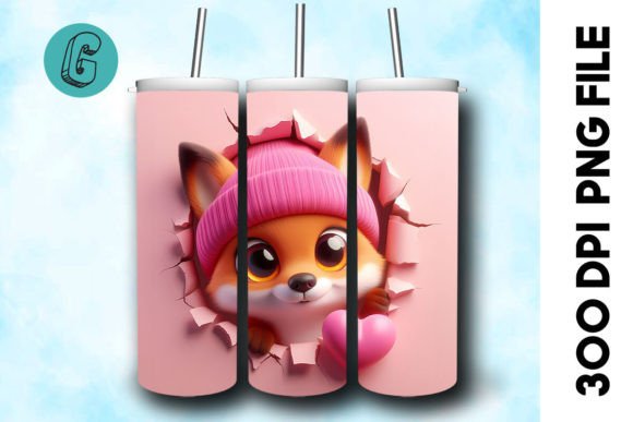 3D Fox Valentine Tumbler Wrap: A Charming Digital Asset
