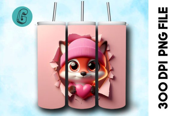 3D Fox Valentine Tumbler Wrap: A High-Quality Digital Download