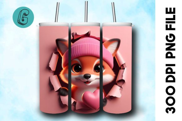 3D Fox Valentine Tumbler Wrap for Creative Projects