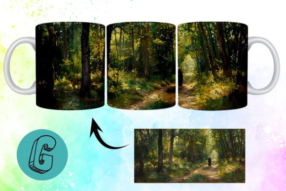 3D Oil Paint Forest Garden Mug Wrap 09