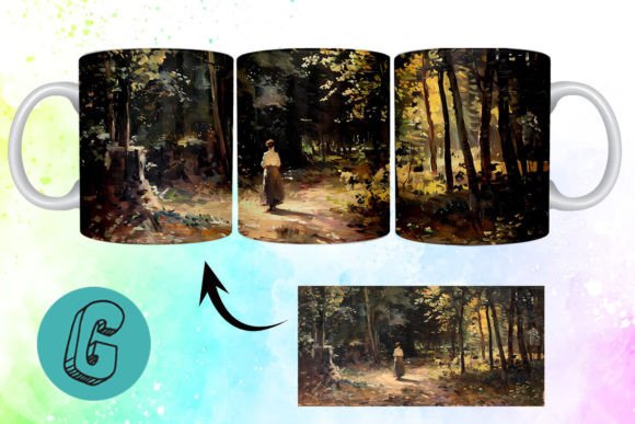 3D Oil Paint Forest Garden Mug Wrap 18: A Creative Digital Asset