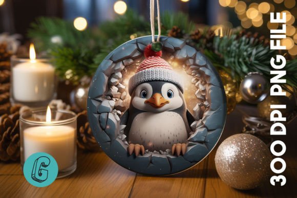 3D Penguin Break Through Ornament (13) for Festive Crafts