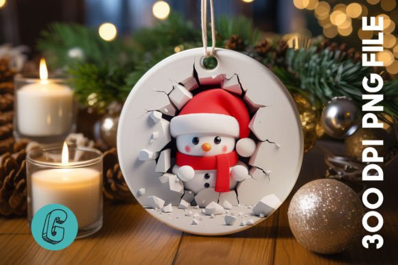 3D Snowman Break Wall Ornament PNG (44) for Festive Designs