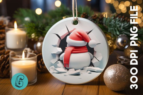 3D Snowman Break Wall Ornament PNG (59)