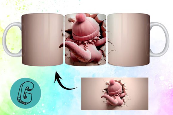 3D Valentine Dragon 3D Mug Wrap (03): Creative Digital Download