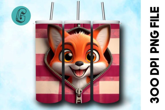 Adorable Valentine Fox 3D Tumbler Wrap for Crafts