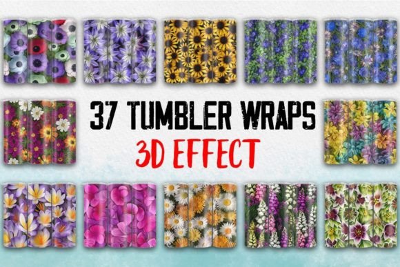 Beautiful 3D Floral Tumbler Bundle for Creative Projects