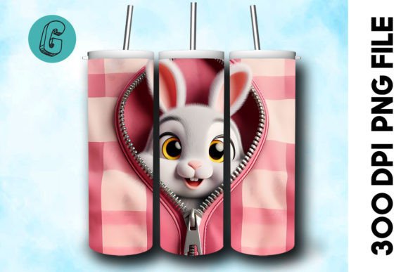 Charming 3D Rabbit Valentine Tumbler Wrap Design