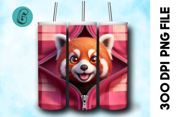 Charming Valentine Red Panda 3D Tumbler Wrap for Crafts
