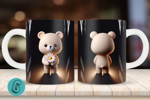 Cute Bear 2 Sided 3D Mug Wrap Set (05)