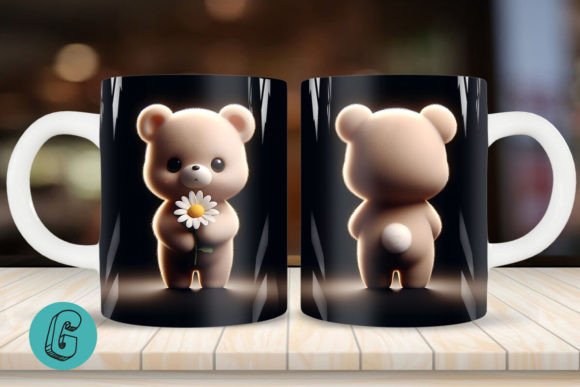 Cute Bear 2 Sided 3D Mug Wrap Set for Creative Projects
