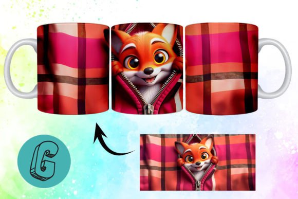 Valentine Cute Fox 3D Mug Wrap (01): A Charming Design Asset