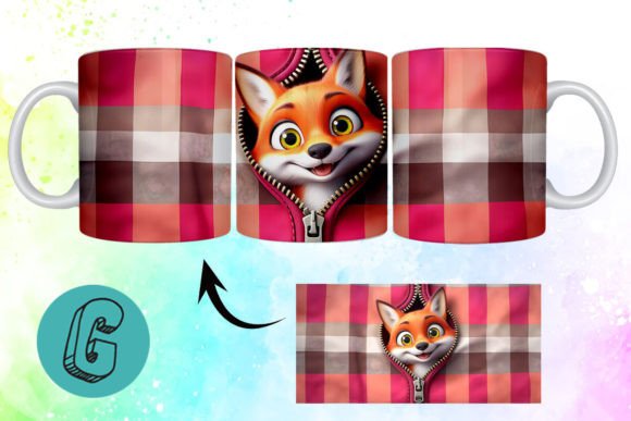Valentine Cute Fox 3D Mug Wrap (09)