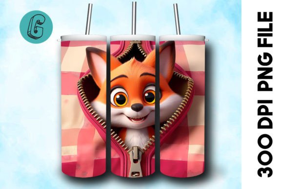 Valentine Cute Fox 3D Tumbler Wrap: A Charming Design Asset