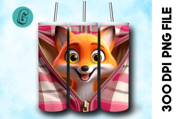 Valentine Cute Fox 3D Tumbler Wrap: A Charming Design Asset