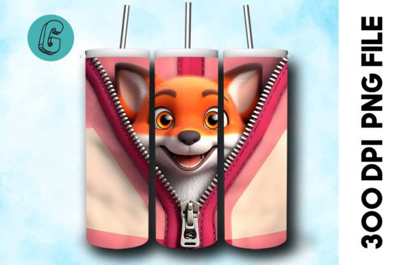 Valentine Cute Fox 3D Tumbler Wrap Design