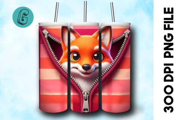 Valentine Cute Fox 3D Tumbler Wrap for Creative Projects