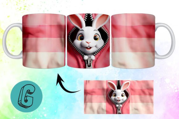 Valentine Cute Rabbit 3D Mug Wrap (01): A Designer's Delight