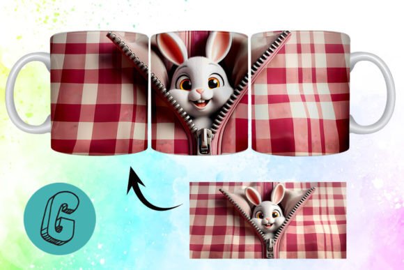 Valentine Cute Rabbit 3D Mug Wrap: A Digital Asset for Creative Joy
