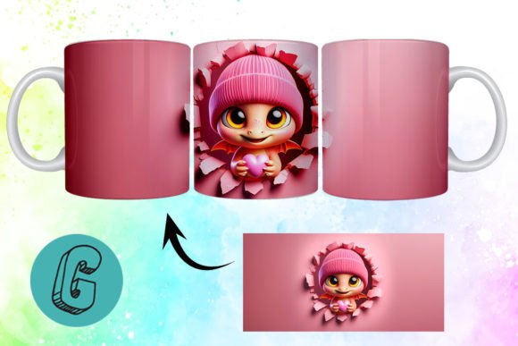 Valentine Dragon 3D Mug Wrap: Creative Design Download