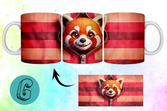 Valentine Red Panda 3D Mug Wrap Design for Creators