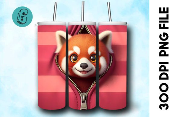 Valentine Red Panda 3D Tumbler Wrap (35) for Creative Projects