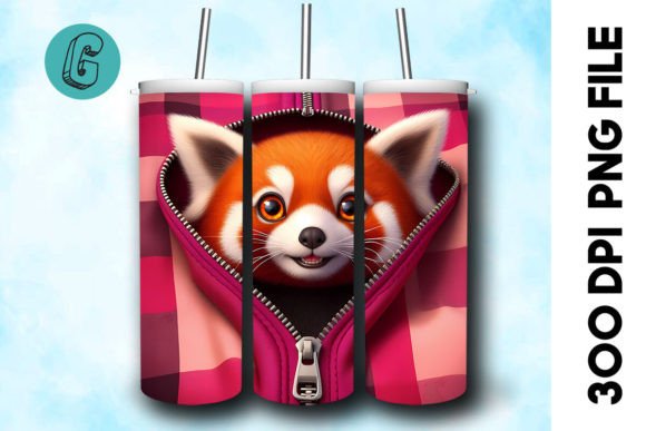 Valentine Red Panda 3D Tumbler Wrap: A Charming Design Asset