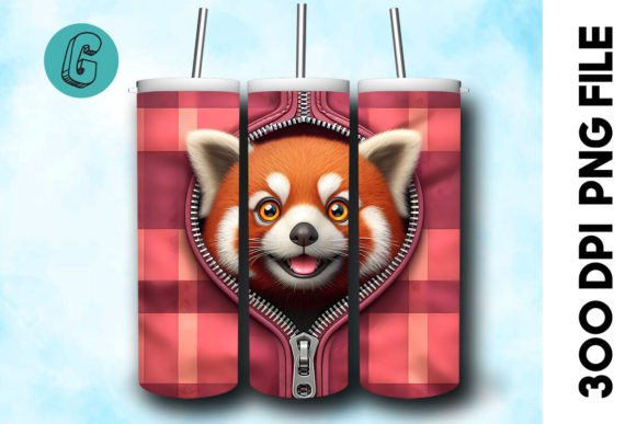 Valentine Red Panda 3D Tumbler Wrap: Creative DIY Asset