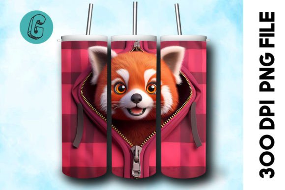 Valentine Red Panda 3D Tumbler Wrap for Creative Projects